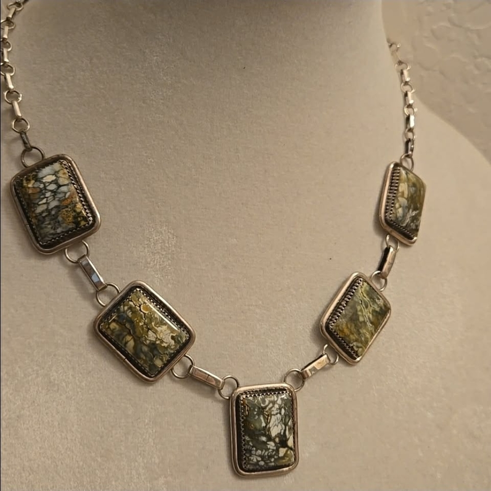 Navajo Sterling Silver & Dinosaur Bone Necklace